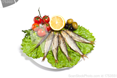 Image of kipper fish on composition with vegetables