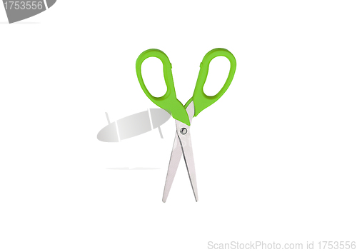 Image of Green scissors isolated on white background