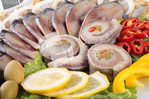 Image of fresh fish on dish close up