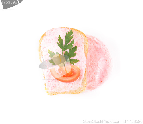 Image of toast with tomato and fish caviar cream