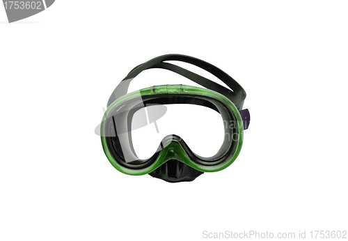 Image of green diving mask isolated on white