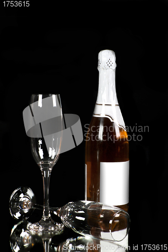 Image of Champagne - bottle and glass