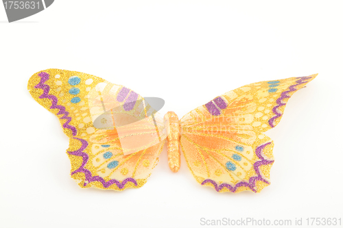 Image of Yellow butterfly on white
