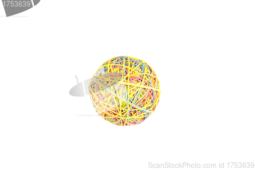 Image of a colorful ball of rubber bands