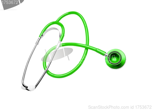 Image of green Stethoscope isolated on a white background