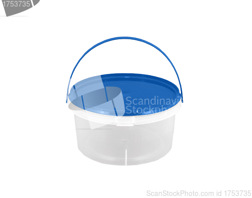 Image of An full, plain, plastic blue bucket. With clipping path.