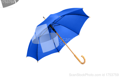 Image of Studio Shot of Classic Blue Umbrella Isolated on White