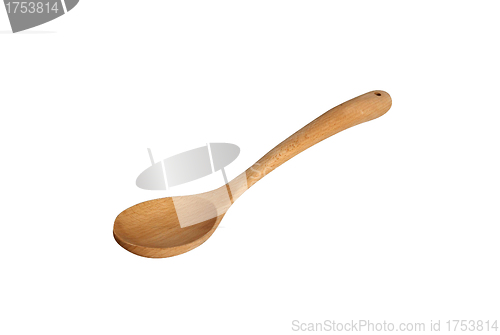 Image of New wooden spoon isolated on a white background.