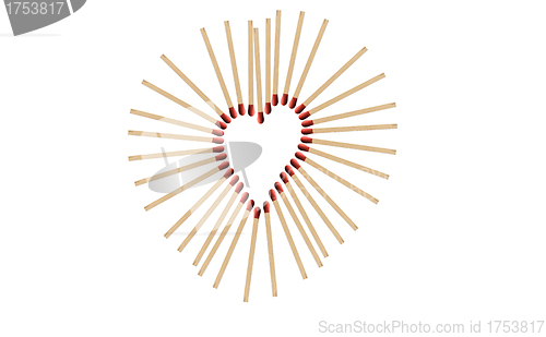 Image of matchsticks in a row shows a heart-shape