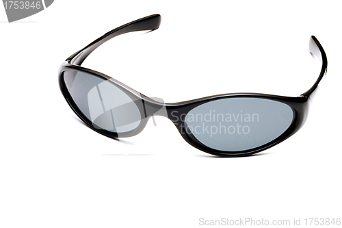 Image of Black glasses over white background