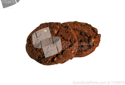 Image of chocolate cookies on white background