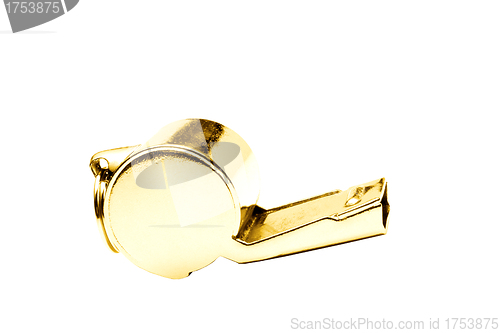 Image of Golden whistle pendant isolated on white background