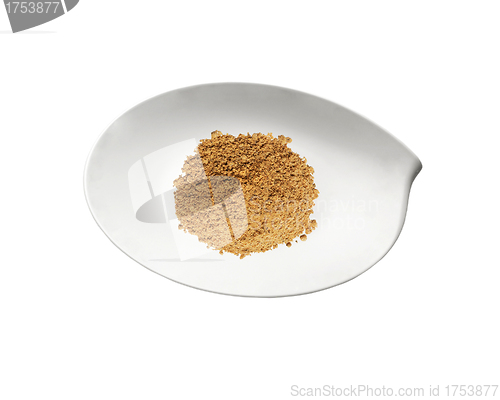 Image of spices on plate isolated on white