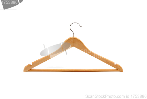 Image of Wooden hanger, it is isolated on a white background