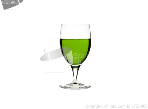 Image of Glasses with alcohol. White background. Studio shot.