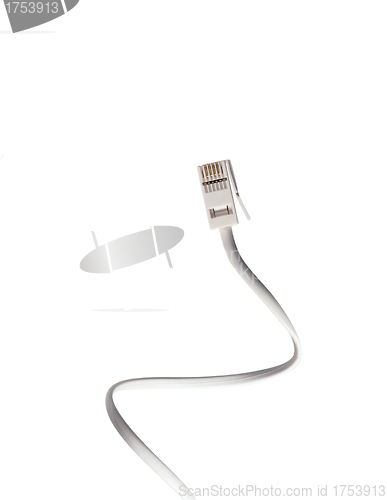 Image of white telephone cable isolated