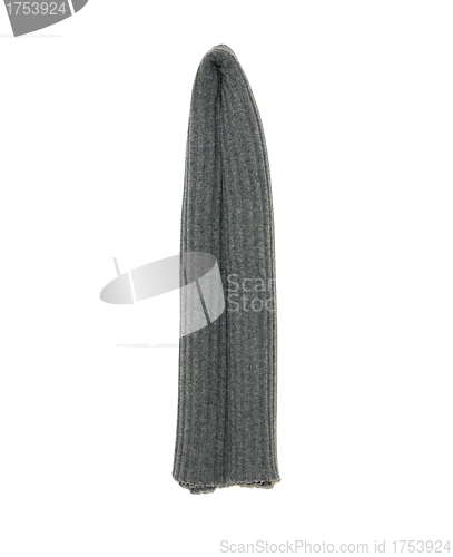 Image of gray wool scarf isolated on white background