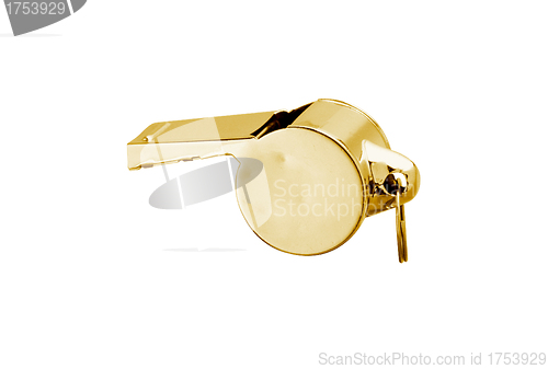 Image of Golden whistle pendant isolated on white
