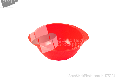 Image of Red plastic bowl on white background