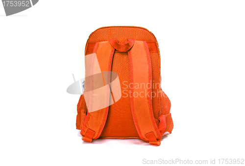 Image of orange backpack is isolated on white