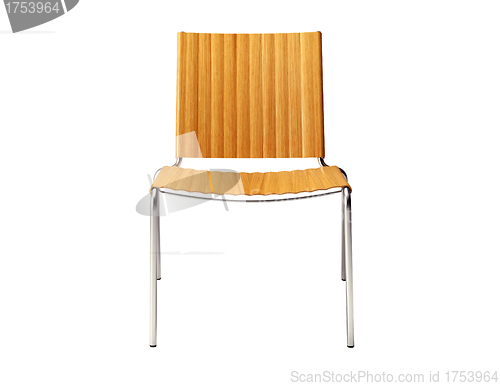 Image of Isolated chair made from white metal pipe and blue fabric