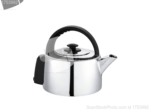 Image of Modern metal teapot on a white background