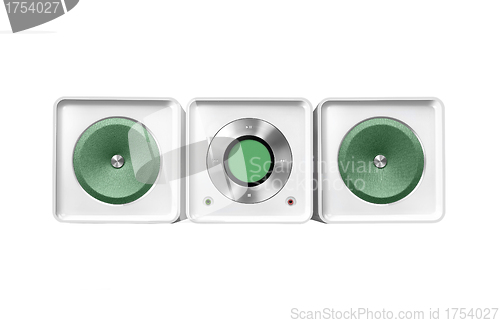 Image of hifi player with loudspeakers isolated on white