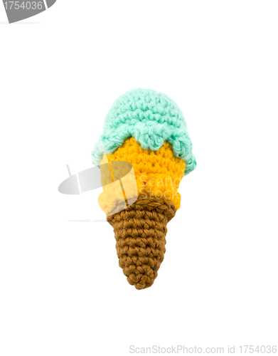 Image of two different flavor ice creams with cone on white