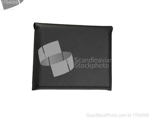 Image of Black, leather, personal organizer on a white background