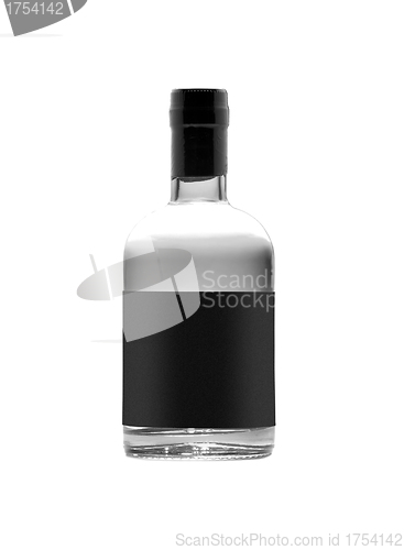 Image of black bottle of whiskey isolated on white background