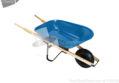 Image of blue Wheelbarrow isolated