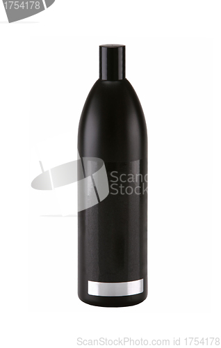 Image of Black shower shampoo bottle