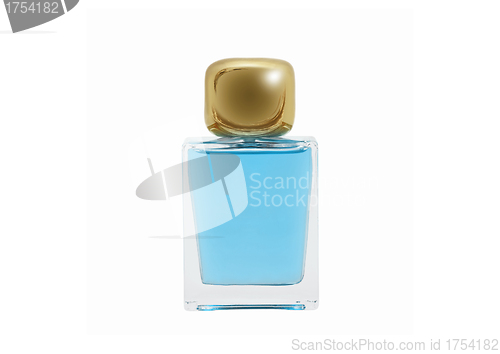 Image of cobalt blue bottle with silver collar and stopper