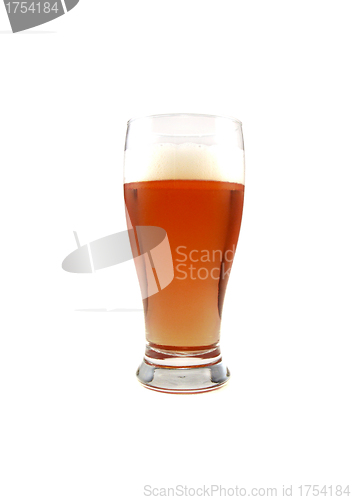 Image of glass of dark beer on a white