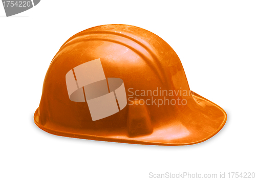 Image of orange construction helmet shot isolated