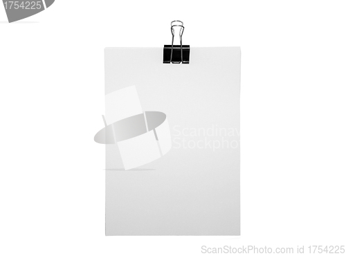 Image of Plain A4 paper and bulldog clip