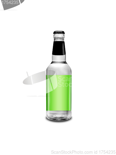 Image of Green bottle of bear on white background