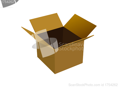 Image of Open box isolated on white. 3d illustration