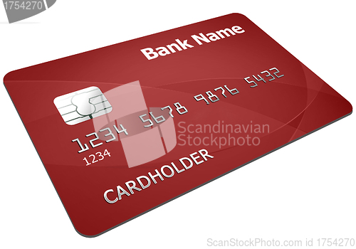 Image of Red credit card isolated over the white background