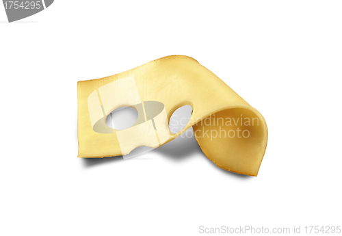 Image of Piece of tasty fresh cheese isolated on white