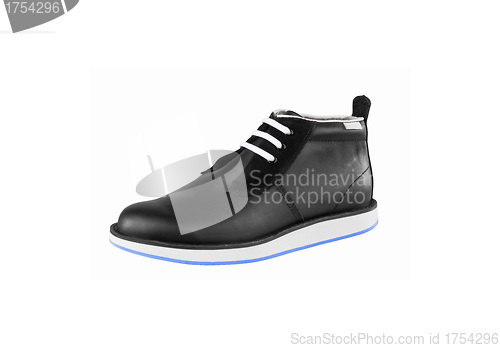 Image of Black sneaker with white strips isolated on white background