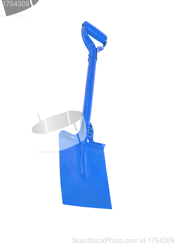 Image of blue shovel under the white background