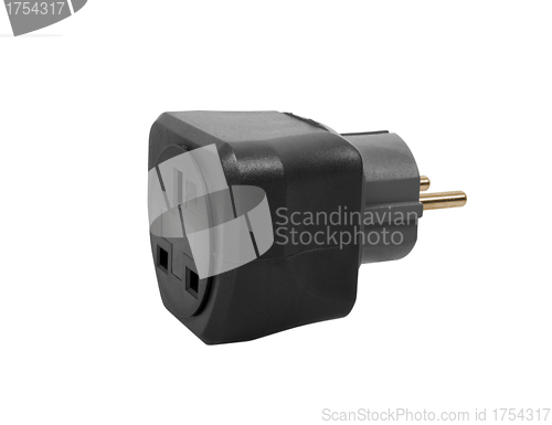 Image of Power plug travel adapter, isolated on white background