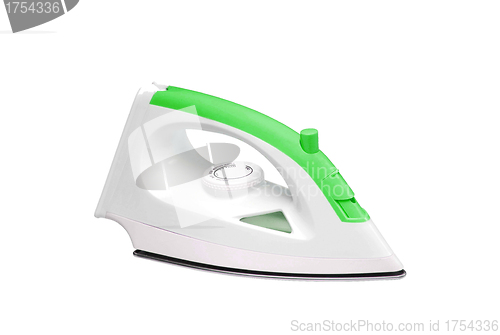 Image of isolated green electronic iron for housework