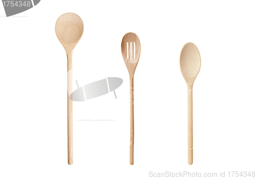 Image of Isolated Wooden Kitchen Utensils