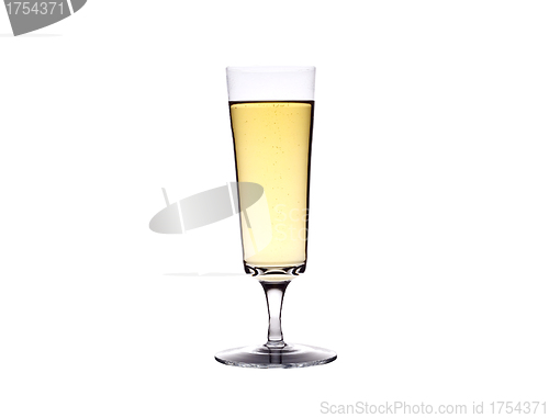 Image of A glass of champagne, isolated on a white background.