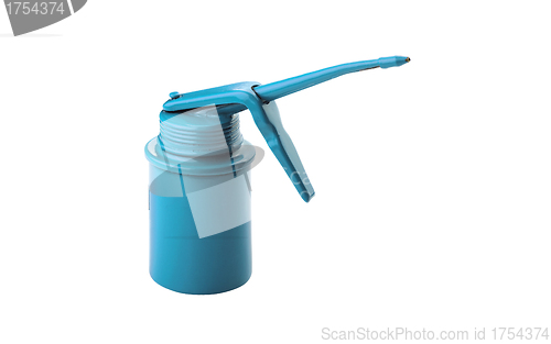 Image of blue oil can isolated over white