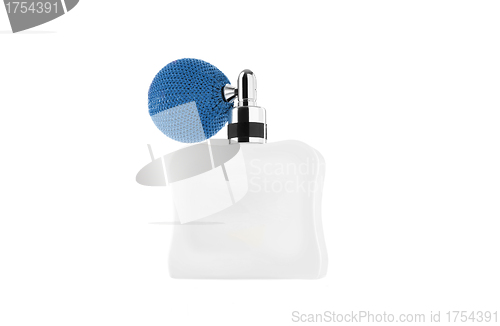 Image of blue perfume isolated on white