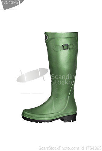 Image of Green rubber boots isolated on white background.