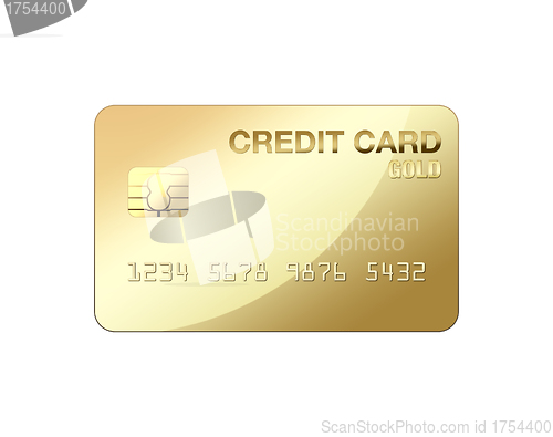 Image of Gold credit card isolated over the white